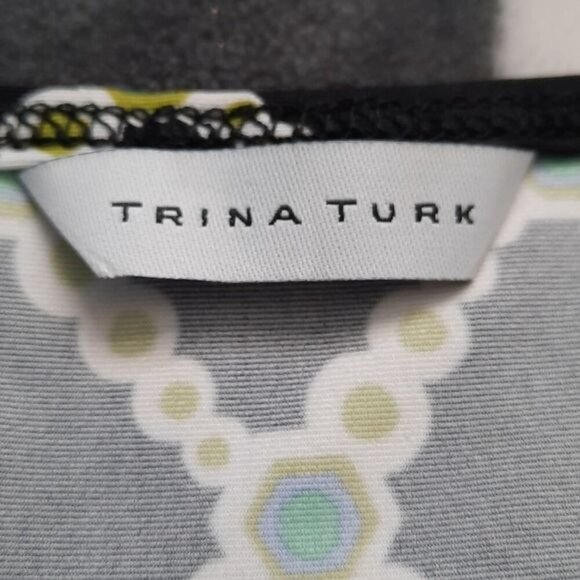 Trina Turk Kon Tiki Tunic Cover Up Black Geo Diamond Dress - Picture 3 of 4